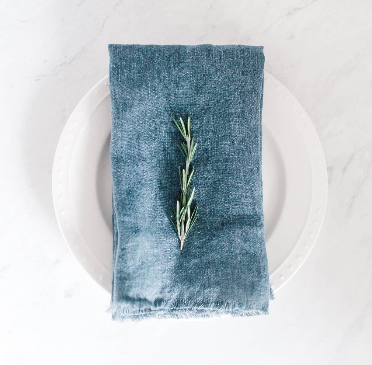 Stone Washed Linen Hemmed Dinner Napkins