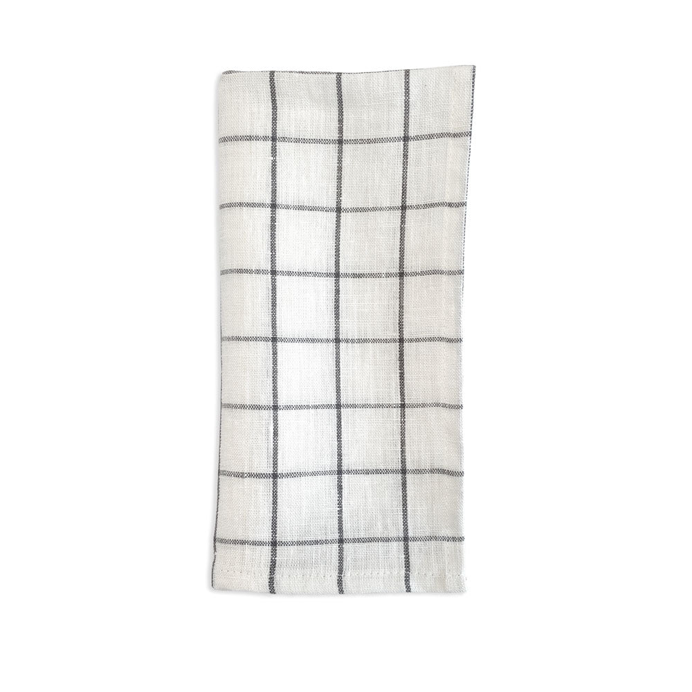 Charcoal Grid Linen Napkin