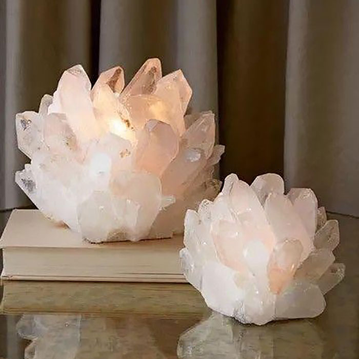 White 2024 Quartz Agate Crystal Votive Candle Holder