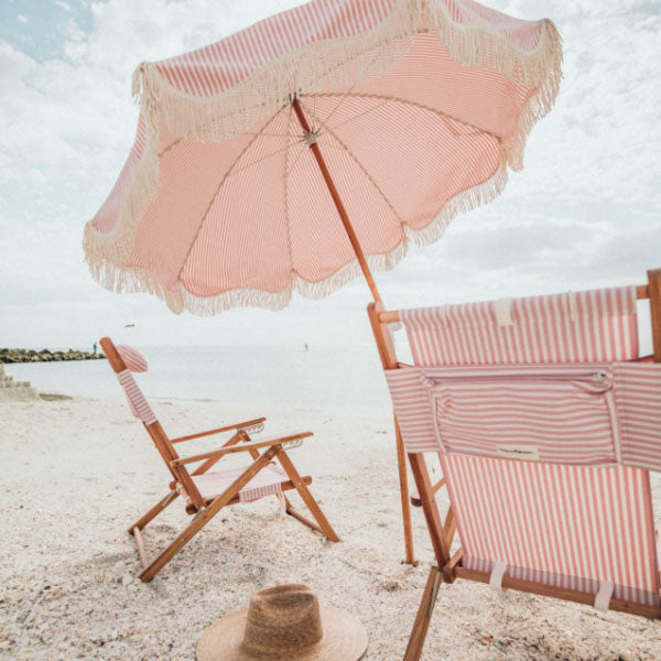 Pink Pinstripe Beach Umbrella Palm Bungalow