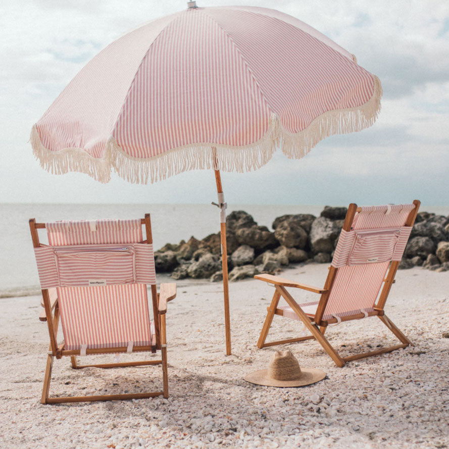 Pink Pinstripe Beach Umbrella Palm Bungalow